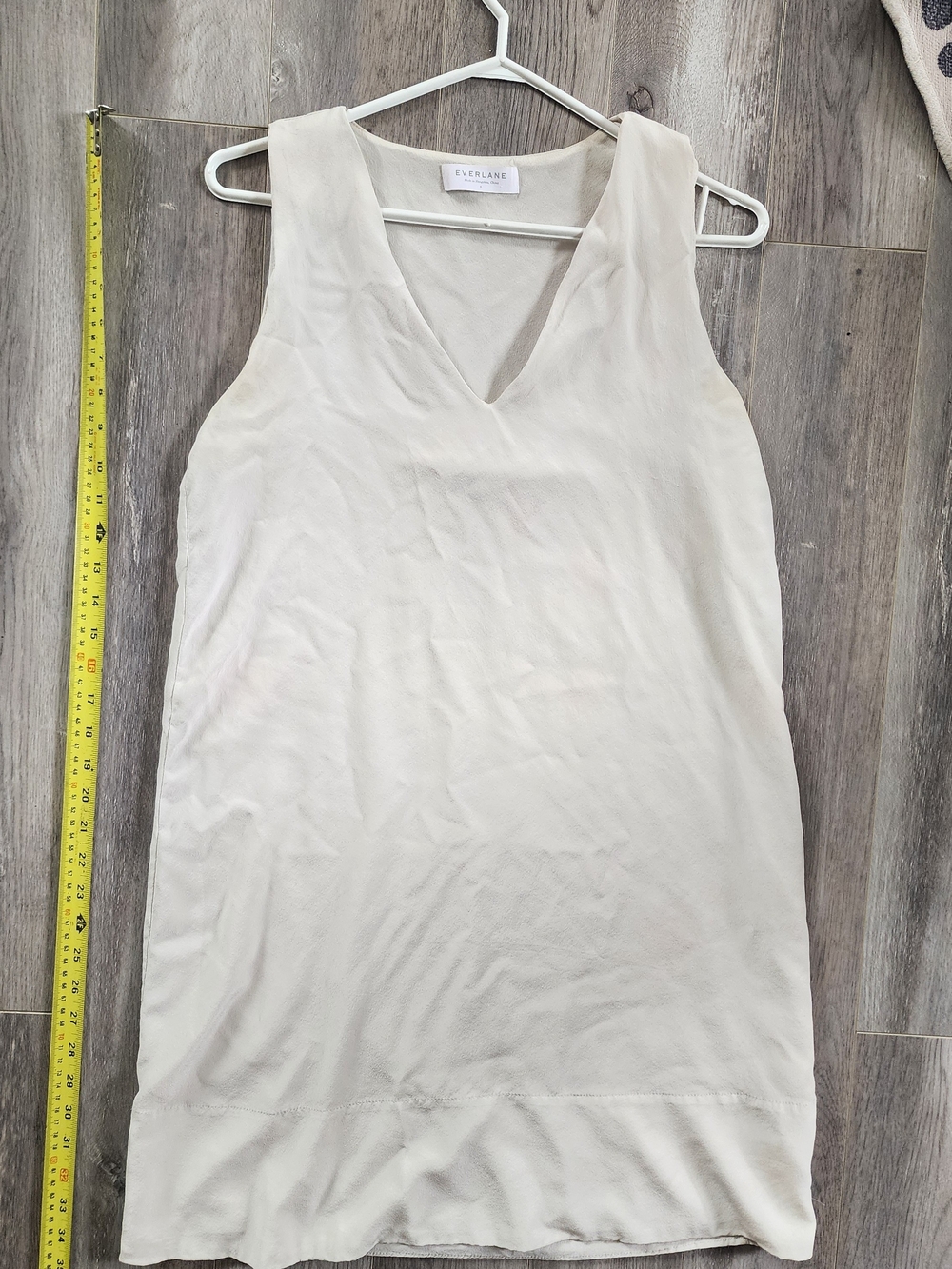 Everlane Cream Ivory V-Neck Sleeveless Sheath Silk Dress US8 MEDIUM